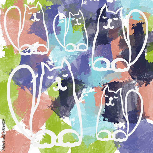 cat, linart cat,linear drawing of a cat,a balding cat,color linear drawing of a cat,a cat who loves to draw and sleep,fashionable colors 2022-2023,children's print,sleepy cat jokes,animal,cat eyes,nos