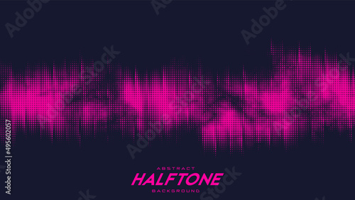 Abstract vector torn red halftone sound wave. Scrathed dotted texture element. photo