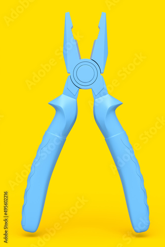 Hand tool pliers for repair and installation on yellow monochrome background