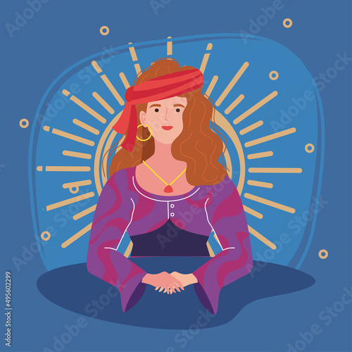 fortune teller woman with sun