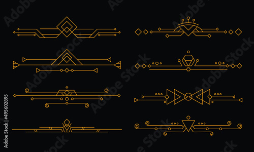 Header ornament illustration. Art deco vintage element. luxury golden design elements.