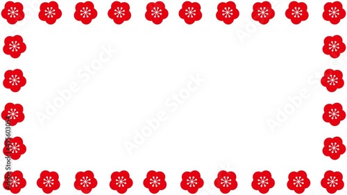 赤い梅の花のフレームが作成されるアニメーション動画