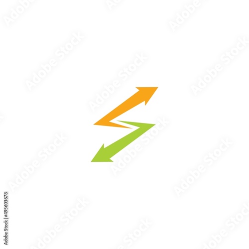 thunder with arrows logo vector icon ilustration