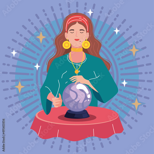 fortune teller woman with magic sphere