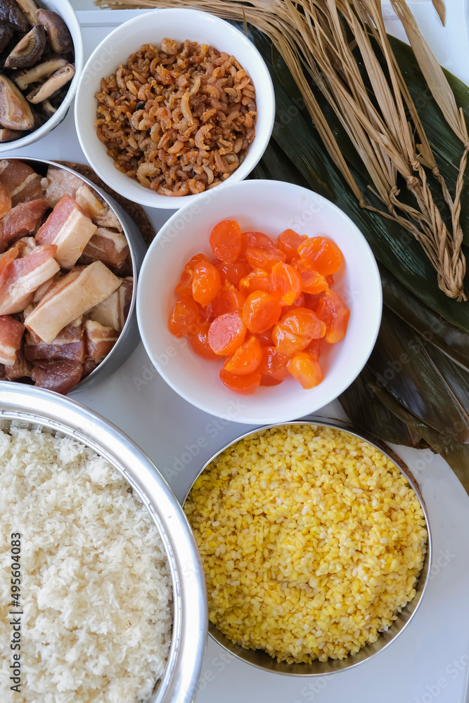 Zonzi are traditionally eaten during the Duanwu Festival. Zonzi. Homemade sticky rice dumpling with quality free range pork belly, dried shrimps, mung beans, salted egg yolk and Chinese mushrooms.