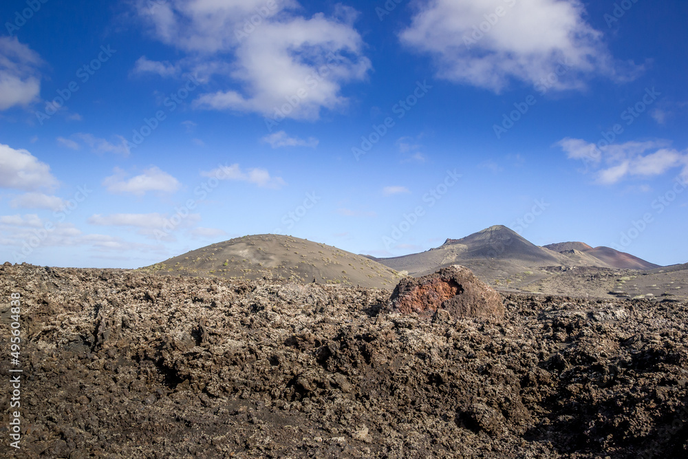Volcanic Landscape in the Timanfaya National Park in Lanzarote.