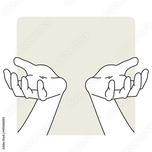 手のひらを上に向けて祈る手のイラスト