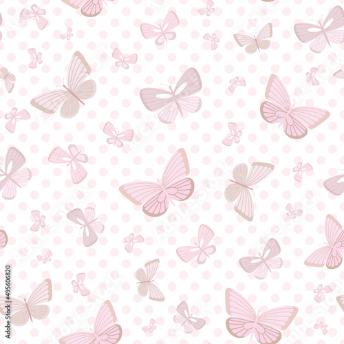 Pastel butterfly seamless repeat pattern design, © Kati Moth