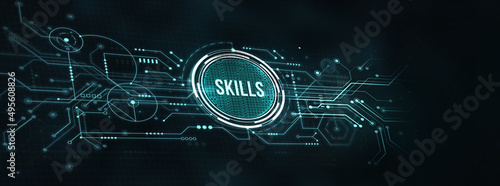 Internet, business, Technology and network concept.Coach motivation to skills improvement. Education concept. Training. Leadership skills. Human abilities. 3d illustration. photo