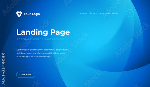 Abstract background dynamic light lines website landing page or banner template modern style vector illustration. Blue gradients composition for poster cover and web site background.