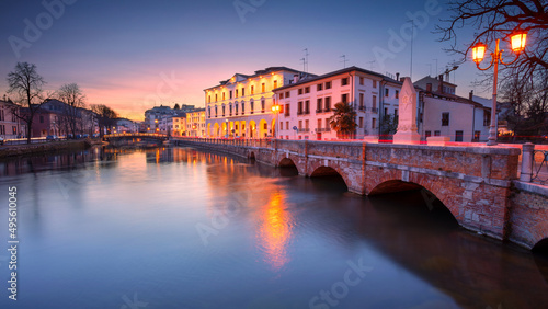 Obraz na płótnie Treviso, Italy. Panoramic cityscape image of Treviso, Italy with University of Padua at spring sunset. w salonie