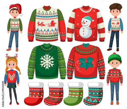 People wearing christmas sweater