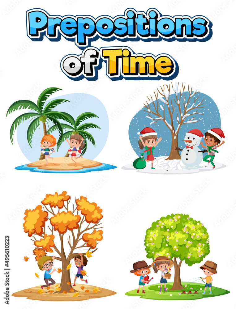 Preposition of time poster design Preposition of time poster design