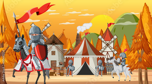 Medieval military camp scene