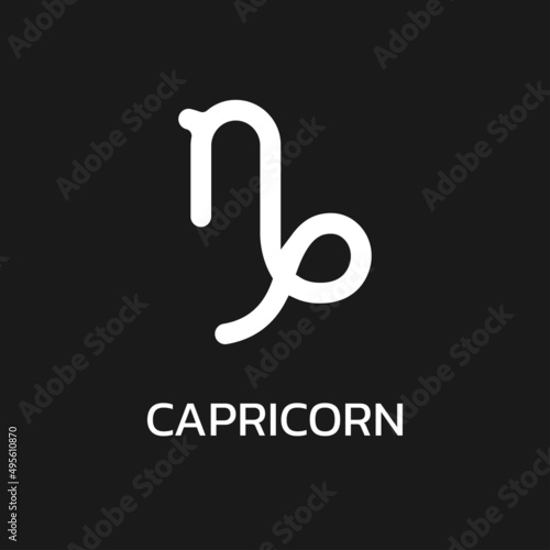 Capricorn icon or sign. Zodiac, astrology, horoscope symbol. Vector illustration.
