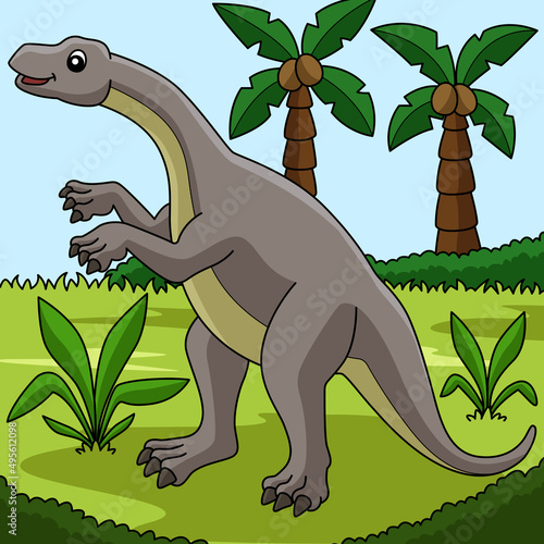 Lufengosaurus Dinosaur Animal Colored Cartoon  photo