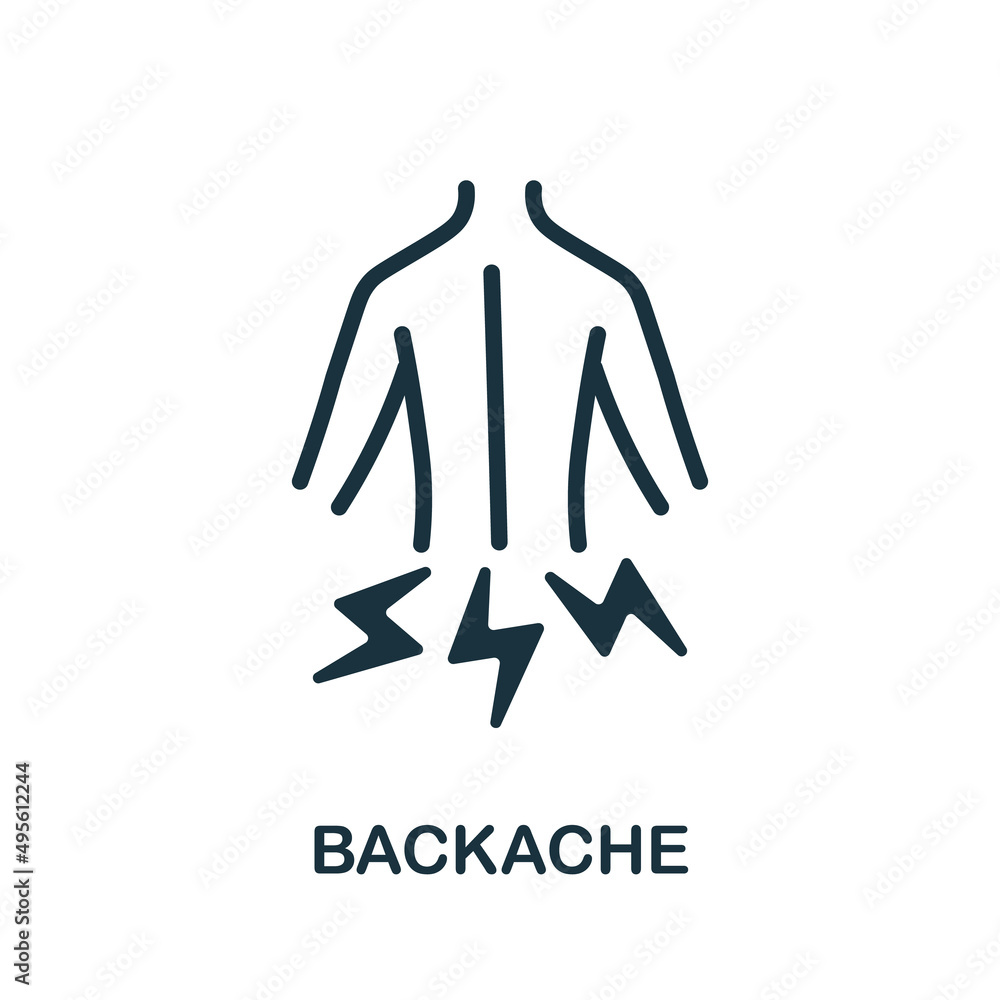 Backache flat icon. Colored element sign from body ache collection. Flat Backache icon sign for web design, infographics and more. Backache flat icon. Colored element sign from body ache collection. Flat Backache icon sign for web design, infographics and more.
