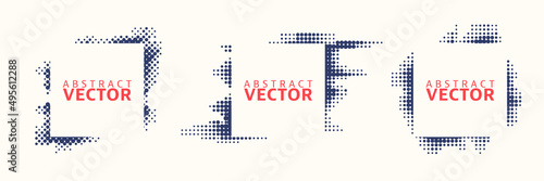 Set of Halftone Frames. Grunge Texture. Modern Vector Illustration.