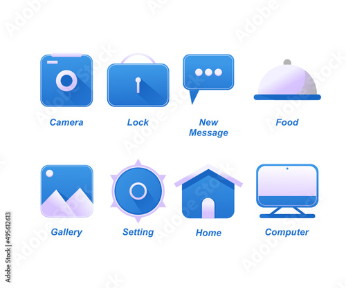 set of icons for web, flat design