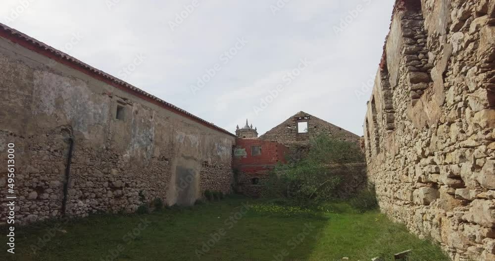 Looking from abandoned castle. Left alone, no people, destruction. Ancient Ages Castle, Stones and castles concept. Travel destination. Ruins of ancient stone castle. Looking from abandoned castle. Left alone, no people, destruction. Ancient Ages Castle, Stones and castles concept. Travel destination. Ruins of ancient stone castle.