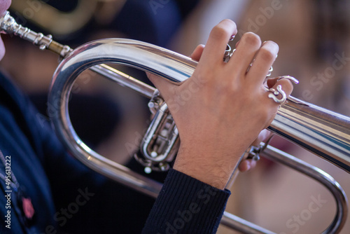Obraz na płótnie Trumpet musician, orchestras and fanfare music artists
