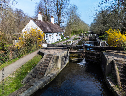 Lock Keepers Cottage and Lock on Grand Union Canal, UK photo