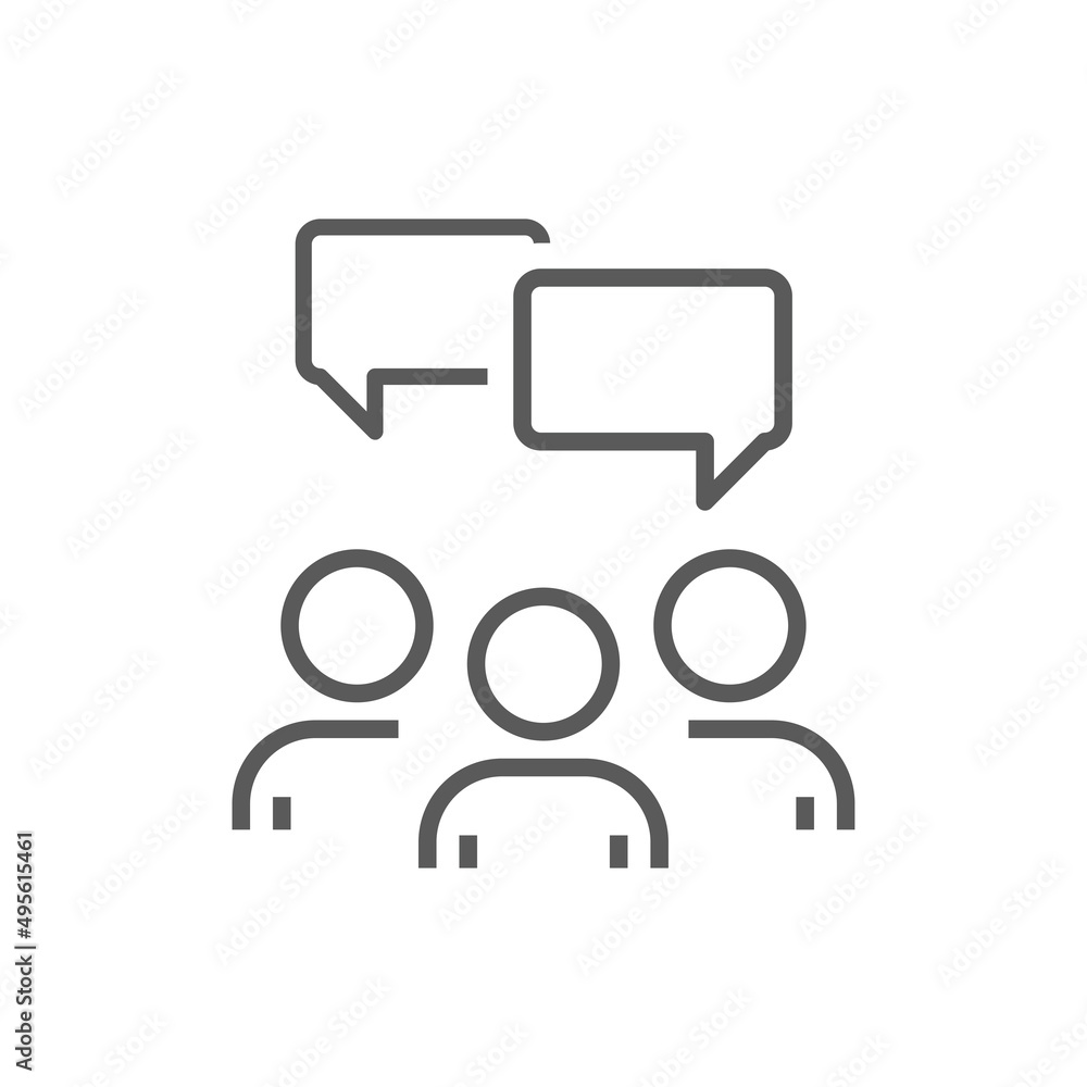 Group of people and chat bubble icon set. Teamwork, speech balloon ,talking person outlined vector icons. Group of people and chat bubble icon set. Teamwork, speech balloon ,talking person outlined vector icons.
