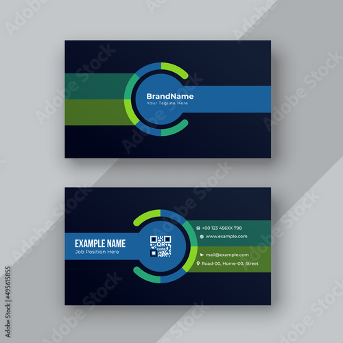 Double-sided creative business card template. Portrait and landscape orientation