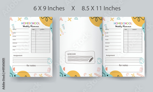 Home school planner log book template vector
