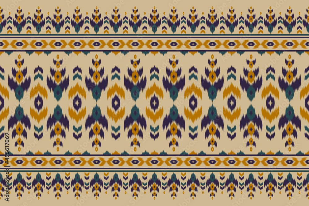 Abstract ethnic pattern art. Ikat seamless pattern in tribal, folk embroidery, and Mexican style. Design for background, wallpaper, vector illustration, fabric, clothing, carpet. Abstract ethnic pattern art. Ikat seamless pattern in tribal, folk embroidery, and Mexican style. Design for background, wallpaper, vector illustration, fabric, clothing, carpet.
