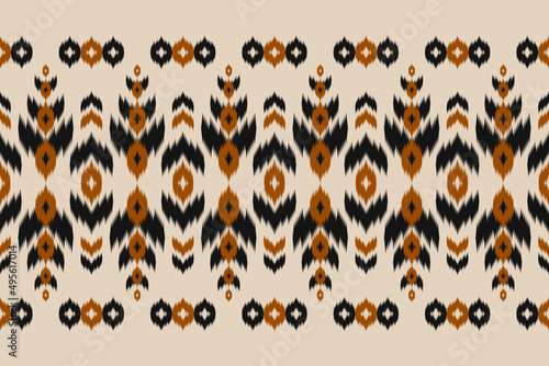 Abstract ethnic pattern art. Ikat seamless pattern in tribal, folk embroidery, and Mexican style. Design for background, wallpaper, vector illustration, fabric, clothing, carpet.