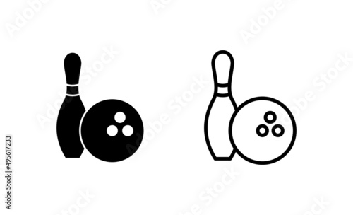 Bowling icon vector. bowling ball and pin sign and symbol.