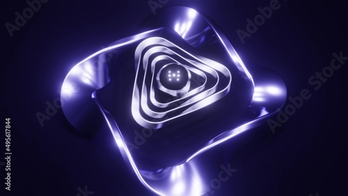 3d illustration of 4K UHD futuristic shape with neon illumination