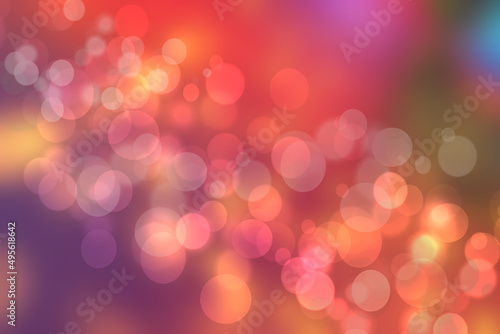 Abstract blurred fresh vivid spring summer light delicate pastel yellow pink magenta orange bokeh background texture with bright circular soft color lights and stars. Beautiful backdrop illustration.