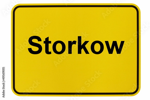 Illustration eines Ortsschildes der Stadt Storkow photo