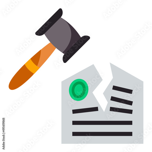 dissolution of marriage Concept, bonds of matrimony  vector color icon design, Lawyer and Legal System symbol, Different Fields of Law Sign, Advocate and attorney stock illustration