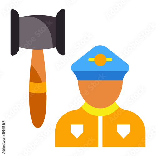 Law Enforcement Agent Concept, Social Police vector color icon design, Lawyer and Legal System symbol, Different Fields of Law Sign, Advocate and attorney stock illustration