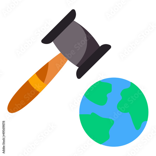 Global Trade Law Concept,  International Ethics vector color icon design, Lawyer and Legal System symbol, Different Fields of Law Sign, Advocate and attorney stock illustration