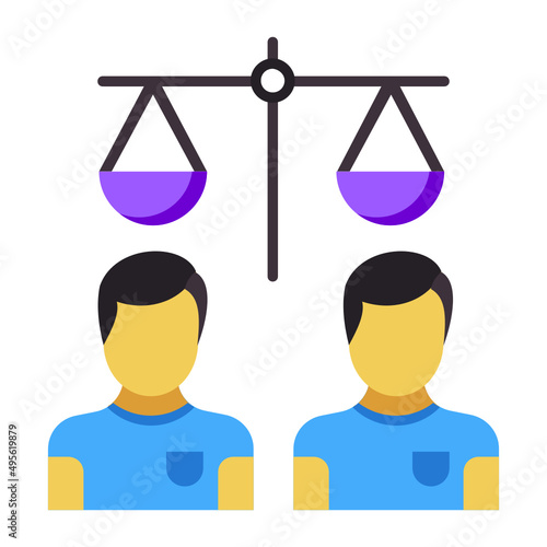 Anti-discrimination law Concept,  Equality of opportunity vector color icon design, Lawyer and Legal System symbol, Different Fields of Law Sign, Advocate and attorney stock illustration