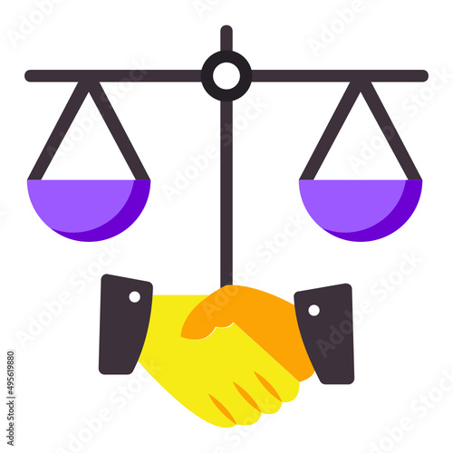 legal agreement or contract Concept, legal egalitarianism vector color icon design, Lawyer and Legal System symbol, Different Fields of Law Sign, Advocate and attorney stock illustration