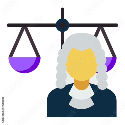Constitutional law Concept, court wig and gown worn by Judge vector color icon design, Lawyer and Legal System symbol, Different Fields of Law Sign, Advocate and attorney stock illustration