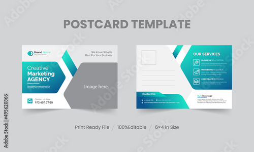 Corporate business postcard template or EDDM postcard design layout, Business postcard