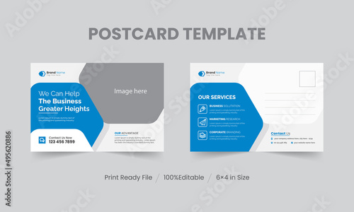 Corporate business postcard template or EDDM postcard design layout, Business postcard