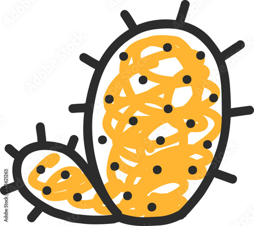 Nature illustration with yellow cactus, vector doodle object color