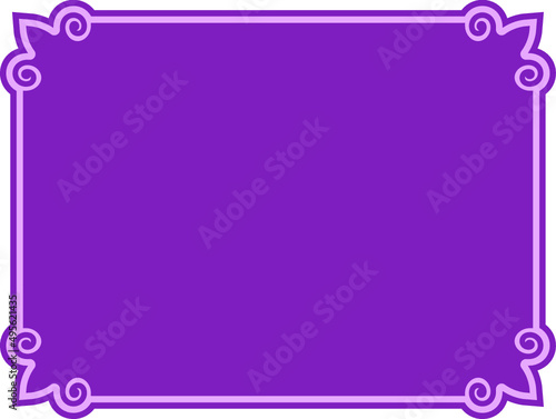 Vector border frame. Purple pink background, page or banner. Beautiful horizontal billboard, card, plaque, signboard, sticker or label