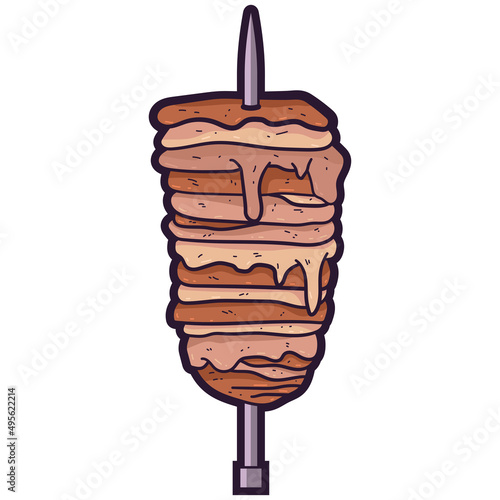 Shawarma skewer vector cartoon illustration isolated on a white background.