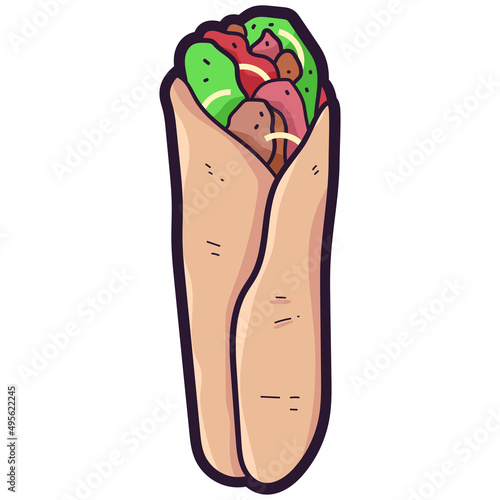 Shawarma vector cartoon illustration isolated on a white background.