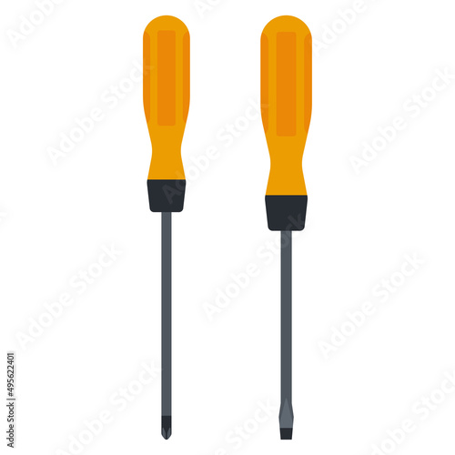 Screwdriver vector cartoon tool illustration isolated on a white background.