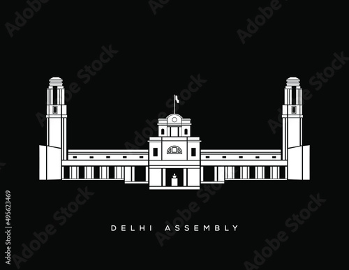 Delhi Assembly building vector icon. Delhi Vidhan bhavan.