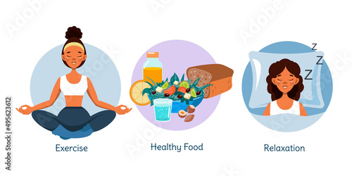 The concept of healthy habits, active lifestyle and proper nutrition